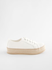 White Forever Comfort® Canvas Espadrille Flatform Trainers - Image 3 of 6