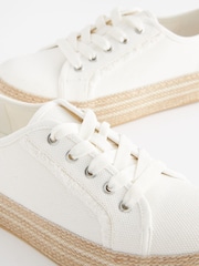 White Forever Comfort® Canvas Espadrille Flatform Trainers - Image 5 of 6