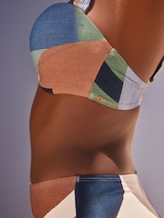 Blue Abstract Print Shaping Padded Wired Bandeau Bikini Top - Image 5 of 6