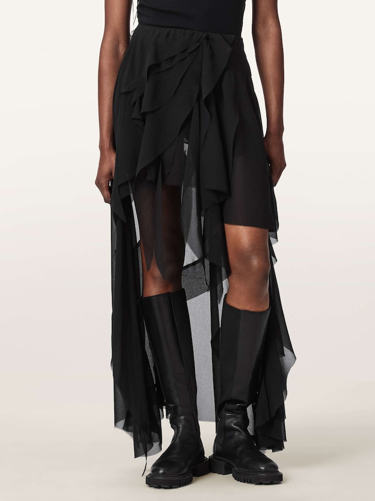 AllSaints Black Melody Skirt - Image 1 of 7