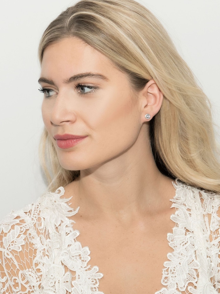Ivory & Co Silver Balmoral Crystal Dainty Earrings - Image 2 of 5