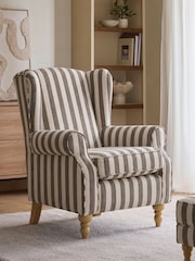 Chenille Stripe Brown Sherlock Highback Armchair - Image 1 of 8