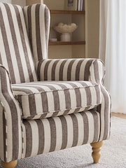 Chenille Stripe Brown Sherlock Highback Armchair - Image 2 of 8