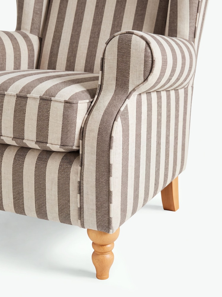 Chenille Stripe Brown Sherlock Highback Armchair - Image 8 of 8 Chenille Stripe Brown Sherlock Highback Armchair - Image 8 of 8