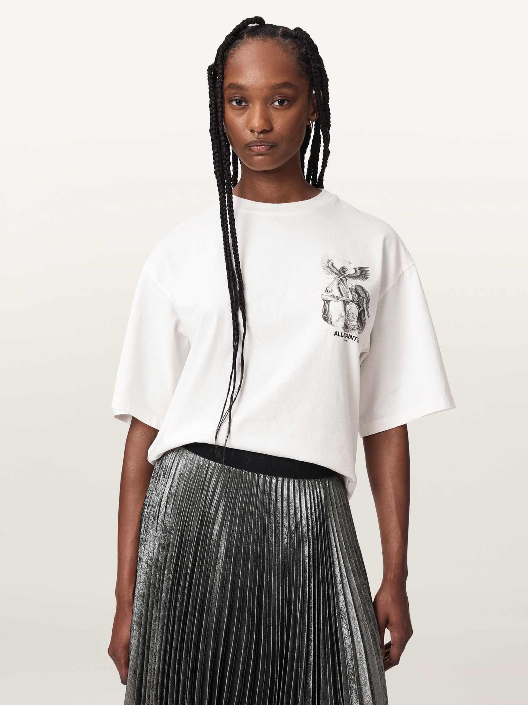 Allsaints Women's White Seraph Amelie Oversized Graphic T-Shirt - Size L - Image 3
