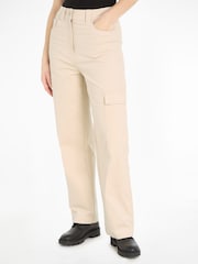 Calvin Klein Jeans Cream High Rise Corduroy Trousers - Image 1 of 5