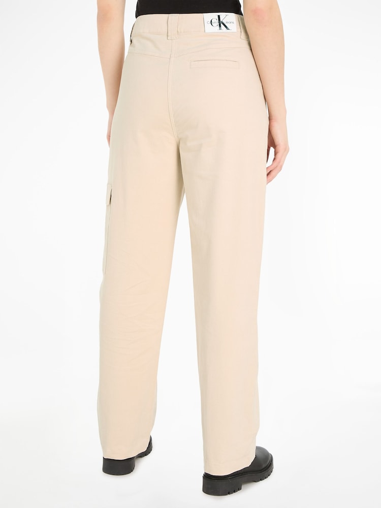 Calvin Klein Jeans Cream High Rise Corduroy Trousers - Image 2 of 5