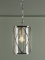 Laura Ashley Chrome Beckworth Polished Nickel Lattice Ceiling Light Pendant - Image 1 of 5