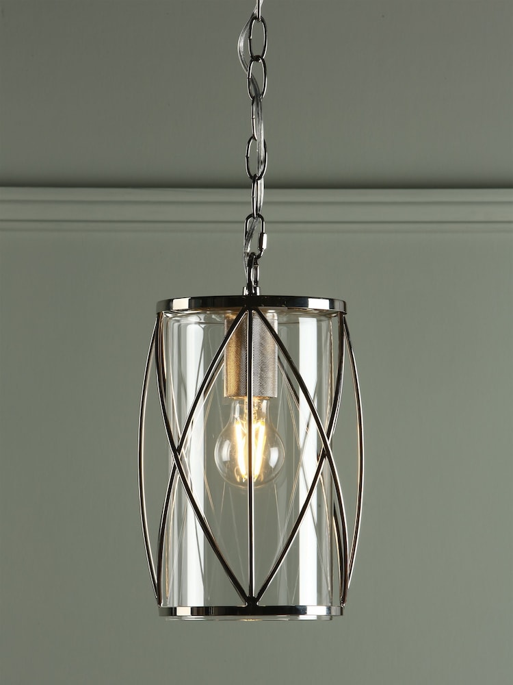 Laura Ashley Chrome Beckworth Polished Nickel Lattice Ceiling Light Pendant - Image 1 of 5