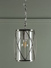 Laura Ashley Chrome Beckworth Polished Nickel Lattice Ceiling Light Pendant - Image 2 of 5