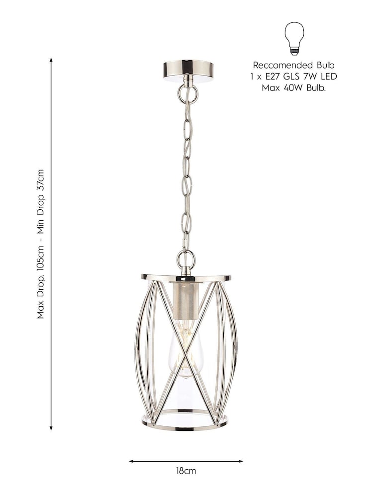 Laura Ashley Chrome Beckworth Polished Nickel Lattice Ceiling Light Pendant - Image 5 of 5