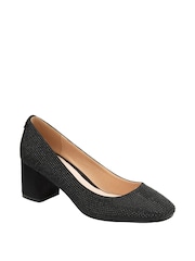 Ravel Black Satin Block Heel Court Shoes - Image 1 of 4