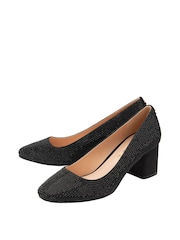 Ravel Black Satin Block Heel Court Shoes - Image 2 of 4