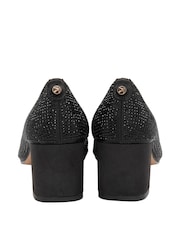 Ravel Black Satin Block Heel Court Shoes - Image 3 of 4