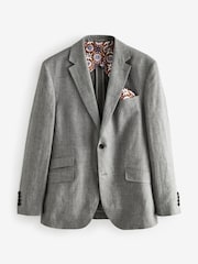 Светло-серый - слим фит Signature Leomaster Italian 100% ленджачный костюм куртка - Изображение 8 из 12