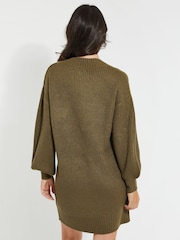 Threadbare Green V-Neck Knitted Jumper Dress - Image 2 of 4