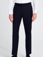 MOSS Navy Blue Tailored Fit Navy Blue Twill Trousers - Image 1 of 4