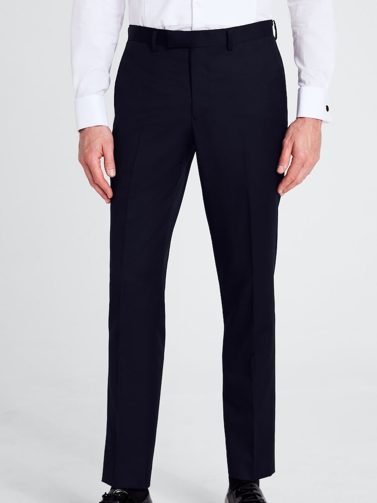 MOSS Navy Blue Tailored Fit Navy Blue Twill Trousers - Image 1 of 4