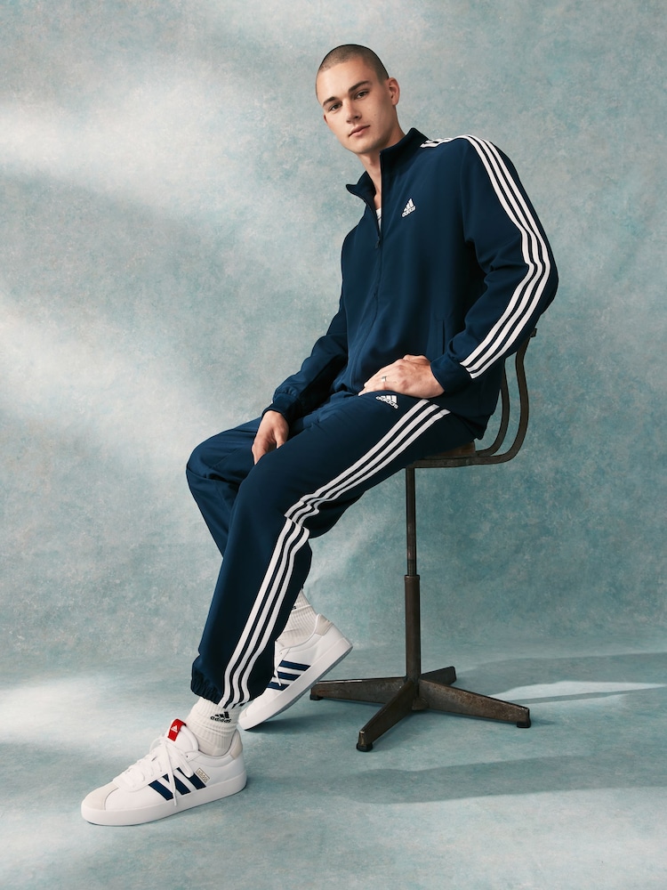 adidas Blue 3 Stripes Woven Tracksuit - Image 1 of 6