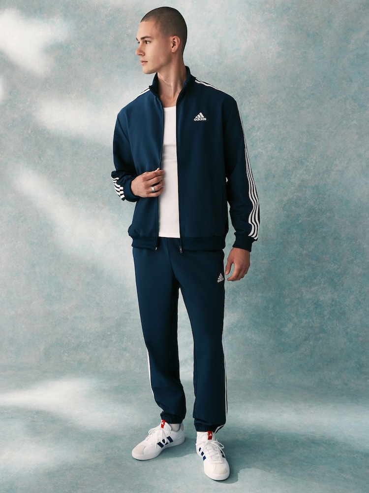 adidas Blue 3 Stripes Woven Tracksuit - Image 2 of 6