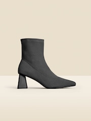 Sosandar Black Angled Heel Knitted Sock Boots - Image 2 of 5