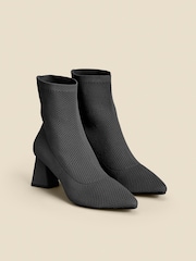 Sosandar Black Angled Heel Knitted Sock Boots - Image 3 of 5