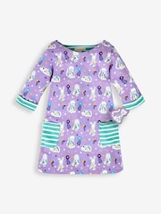 JoJo Maman Bébé Lilac Purple Animals Floral Girls' A-Line Dress - Image 1 of 4