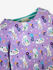 JoJo Maman Bébé Lilac Purple Animals Floral Girls' A-Line Dress - Image 3 of 4