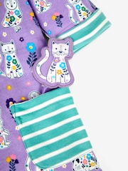 JoJo Maman Bébé Lilac Purple Animals Floral Girls' A-Line Dress - Image 4 of 4