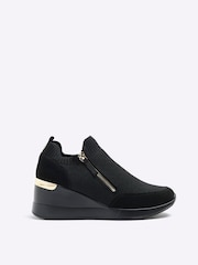 River Island Black Zip Wedge Runner Trainers - Image 2 of 5