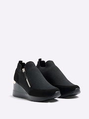 River Island Black Zip Wedge Runner Trainers - Image 3 of 5