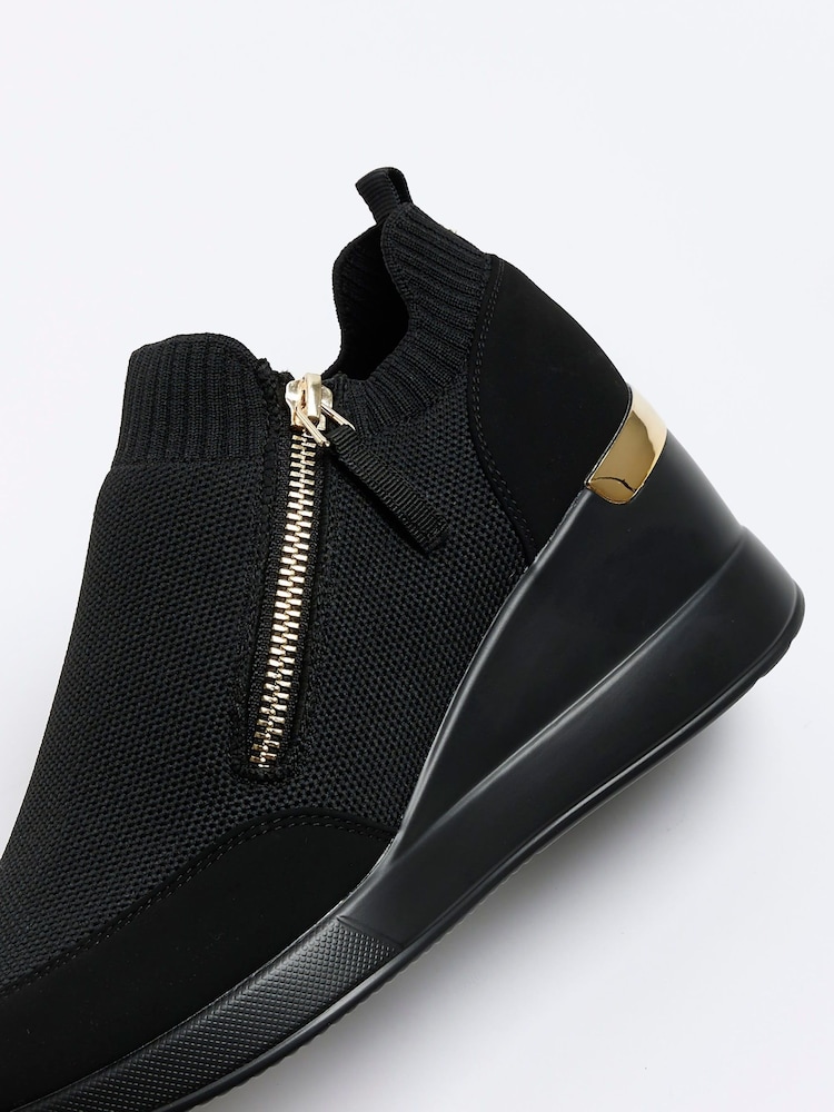 River Island Black Zip Wedge Runner Trainers - Image 5 of 5