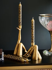 Rockett St George Set of 4 Leopard Print Dinner Candles - Image 1 of 2