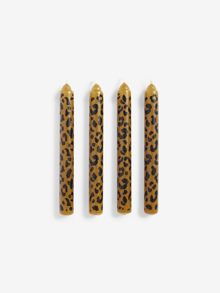 Rockett St George Set of 4 Leopard Print Dinner Candles - Image 2 of 2