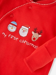 JoJo Maman Bébé Red My First Christmas Cotton Baby Sleepsuit - Image 6 of 6