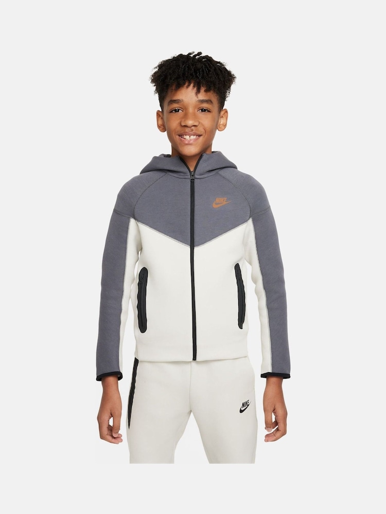 Nike Black/White Tech Fleece Zip Through Hoodie - Image 1 of 5