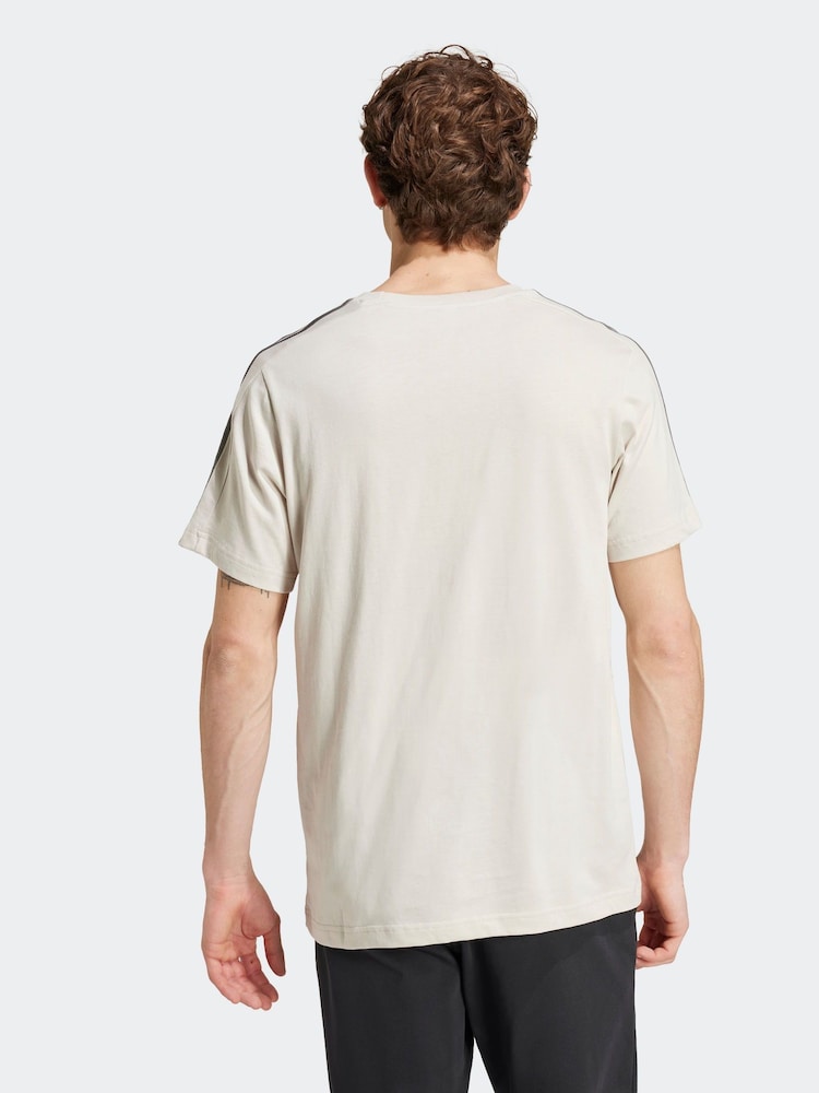 adidas Cream Chrome Essentials Single Jersey 3-Stripes 100% Cotton T-Shirt - Image 2 of 7