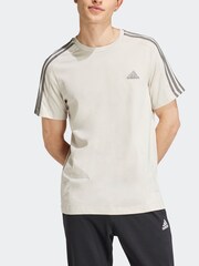 adidas Cream Chrome Essentials Single Jersey 3-Stripes 100% Cotton T-Shirt - Image 5 of 7