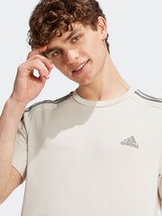 adidas Cream Chrome Essentials Single Jersey 3-Stripes 100% Cotton T-Shirt - Image 6 of 7