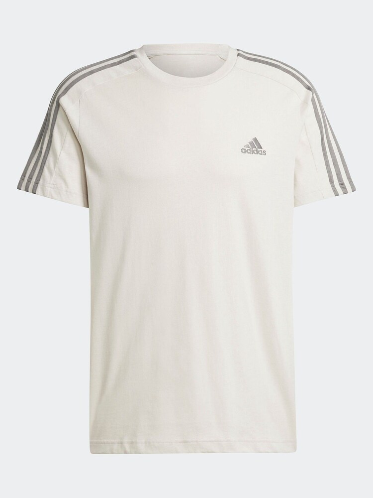 adidas Cream Chrome Essentials Single Jersey 3-Stripes 100% Cotton T-Shirt - Image 7 of 7