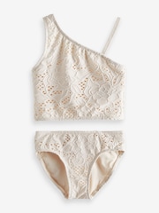 Cream Textured One Shoulder Bikini (3-16yrs) - Image 5 of 7