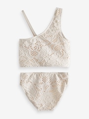 Cream Textured One Shoulder Bikini (3-16yrs) - Image 6 of 7