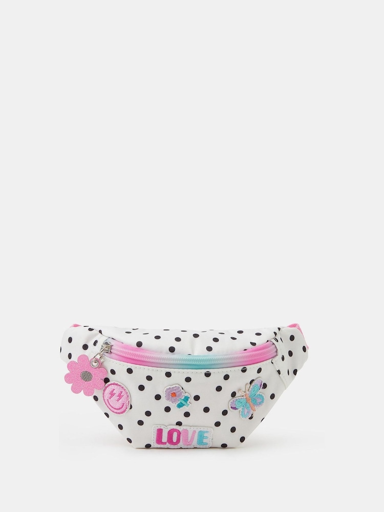 Angels By Accessorize White Girls Polka Dot Bum Bag - Image 1 of 2 Angels By Accessorize White Girls Polka Dot Bum Bag - Image 1 of 2