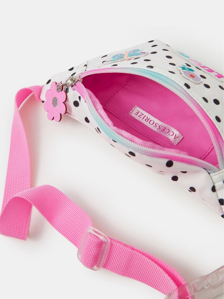 Angels By Accessorize White Girls Polka Dot Bum Bag - Image 2 of 2 Angels By Accessorize White Girls Polka Dot Bum Bag - Image 2 of 2