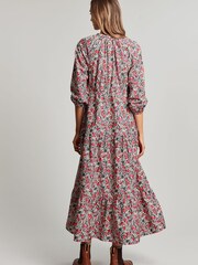 Joules White Melody Tiered Scallop Frill Neck Dress - Image 3 of 7