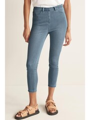 Bleach Denim Wash Jersey Cropped Leggings - Image 1 of 2