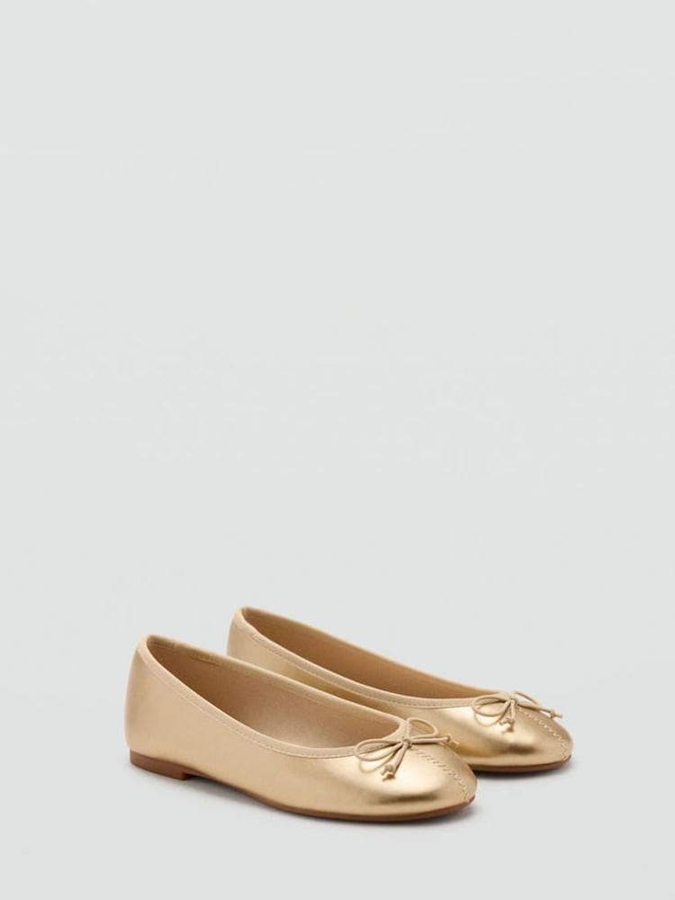 Mango Gold Ballet Flat Pumps - Image 1 of 4