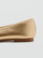 Mango Gold Ballet Flat Pumps - Image 3 of 4