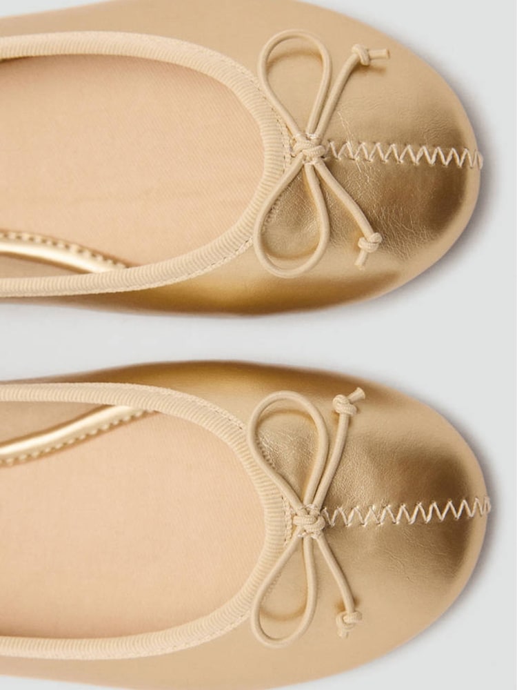 Mango Gold Ballet Flat Pumps - Image 4 of 4