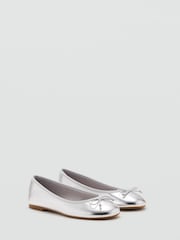 Mango Silver Ballet Flat Pumps - Image 1 of 4